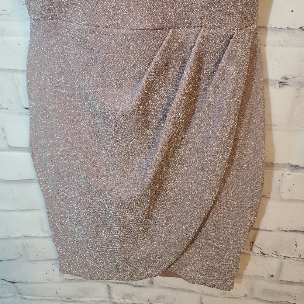 Lulu's Blush Pink Metallic Short Party Stretchy Dress Med - Picture 7 of 10